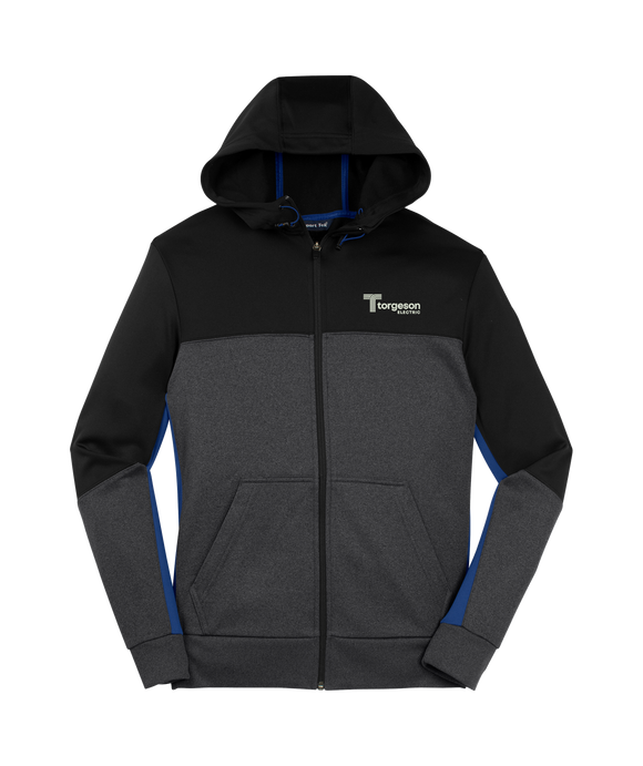 Sport-Tek Tech Fleece Colorblock Full-Zip Hooded Jacket